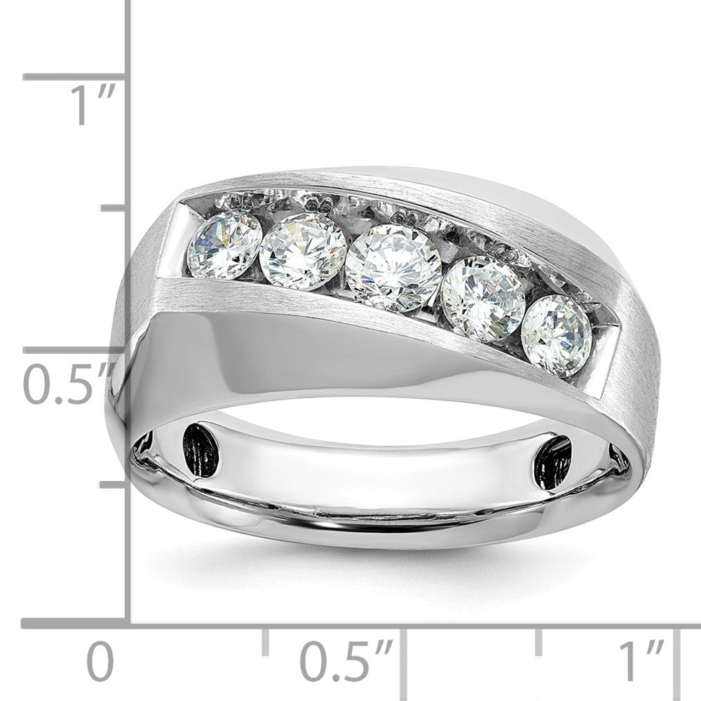 IBGoodman 14k White Gold Men's Polished and Satin 5-Stone 1 Carat AA Quality Diamond Ring
