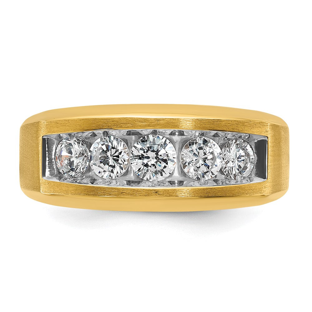 IBGoodman 14k Men's Polished and Satin 5-Stone 1 Carat AA Quality Diamond Ring