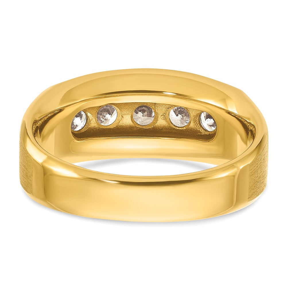 IBGoodman 14k Men's Polished and Satin 5-Stone 1 Carat AA Quality Diamond Ring