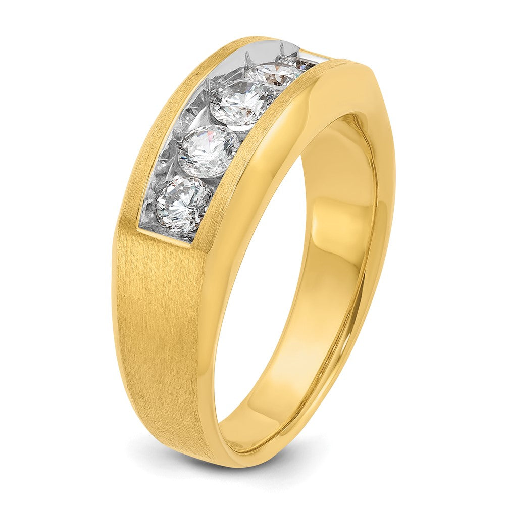 IBGoodman 14k Men's Polished and Satin 5-Stone 1 Carat AA Quality Diamond Ring