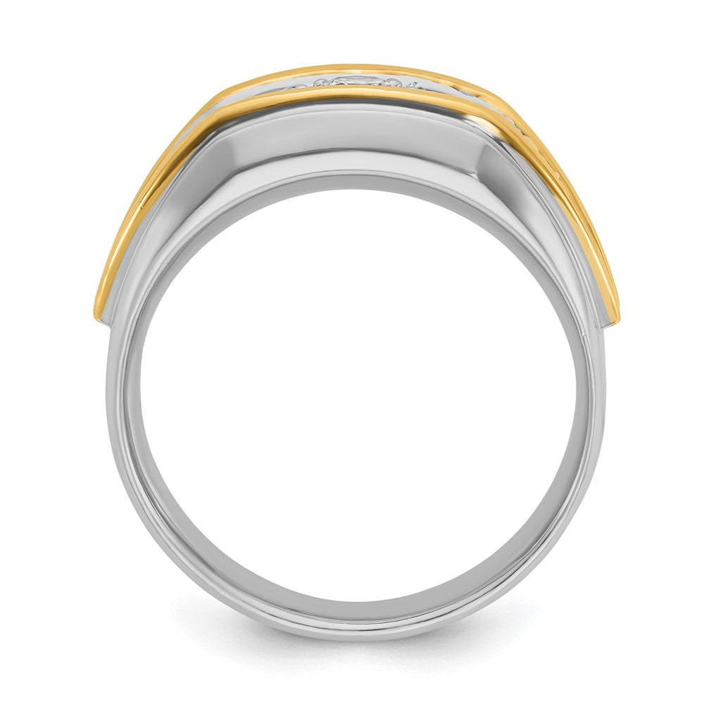 14k Two-tone IBGoodman Men's Polished 3-Stone Ring Mounting