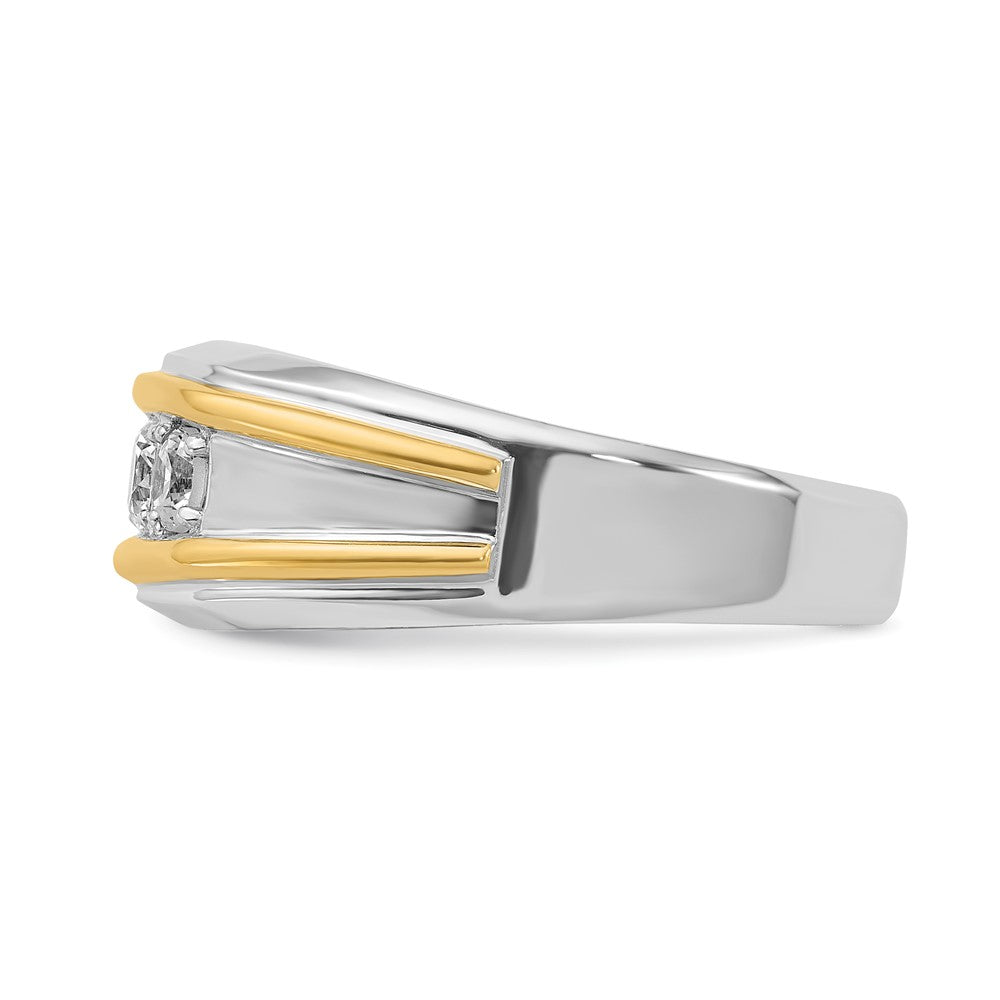 IBGoodman 14k Two-tone Men's Polished 3-Stone 1/2 Carat AA Quality Diamond Ring