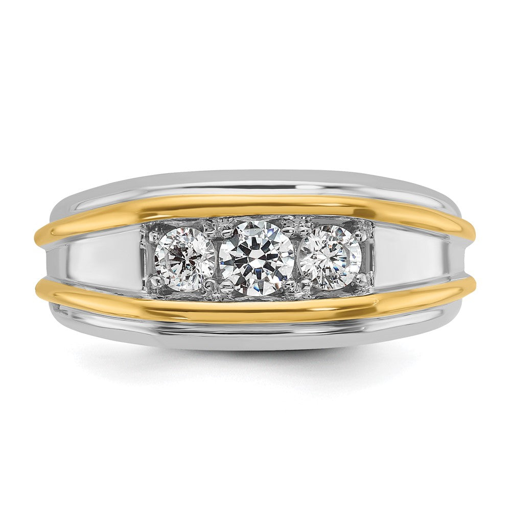IBGoodman 14k Two-tone Men's Polished 3-Stone 1/2 Carat AA Quality Diamond Ring
