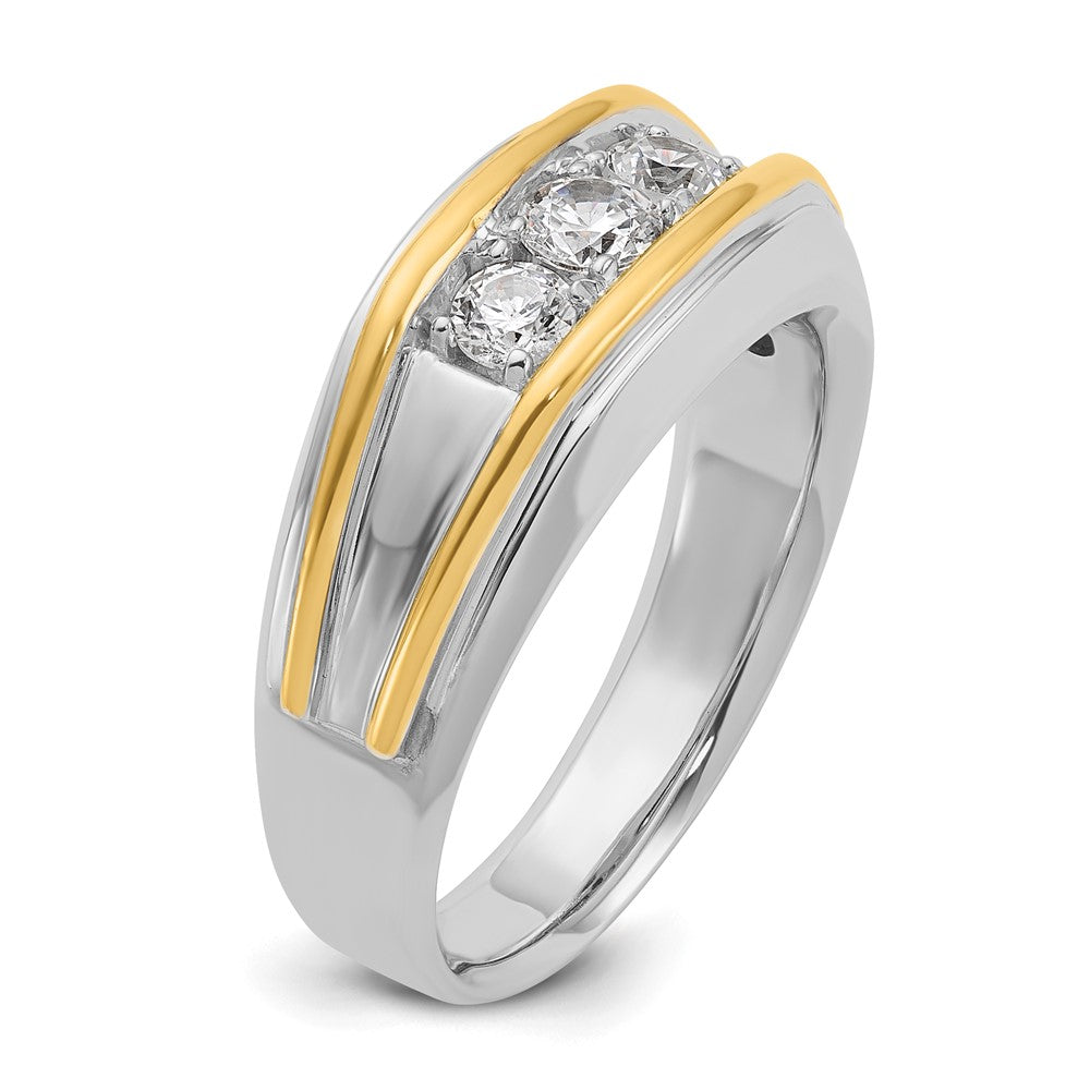 IBGoodman 14k Two-tone Men's Polished 3-Stone 1/2 Carat AA Quality Diamond Ring