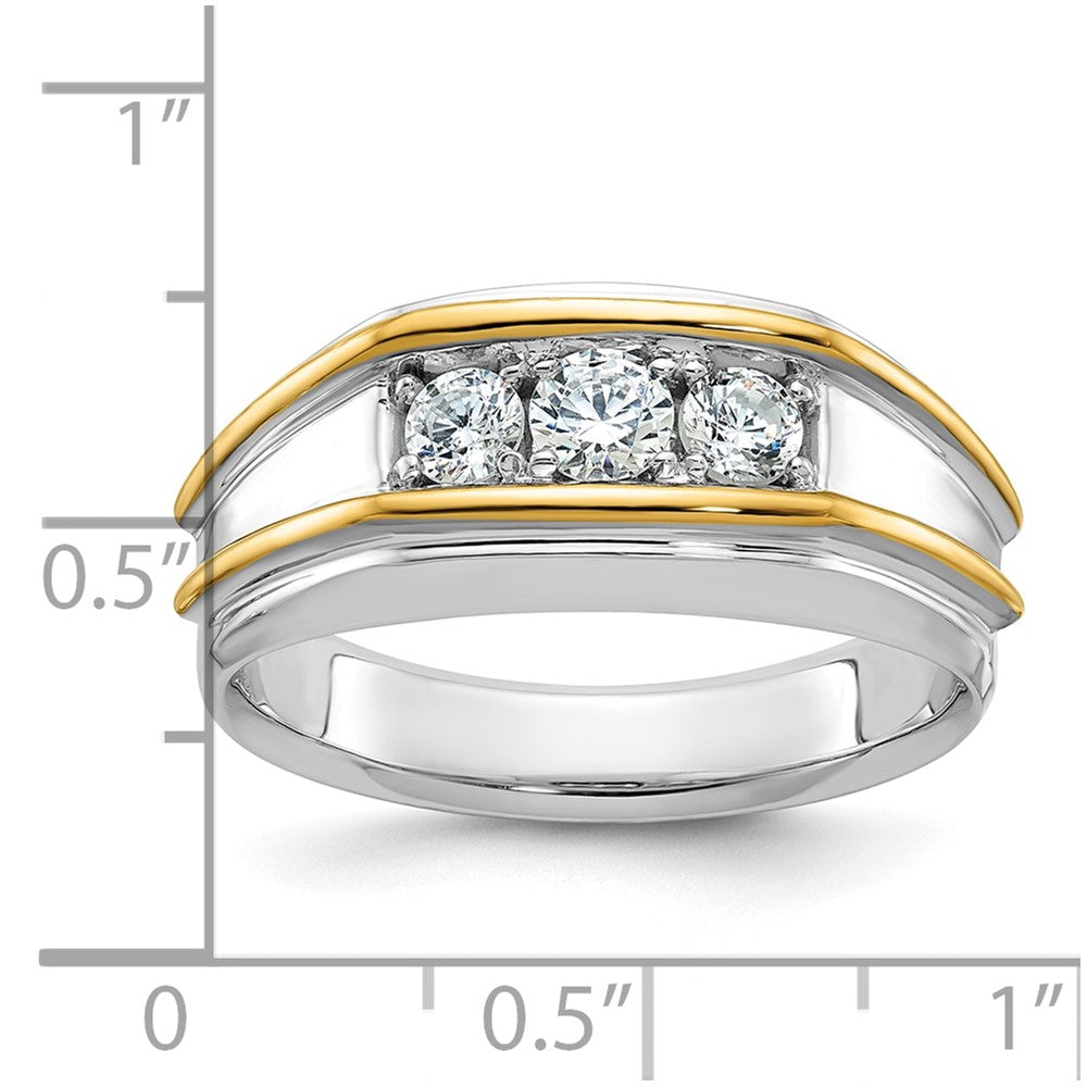 IBGoodman 14k Two-tone Men's Polished 3-Stone 1/2 Carat AA Quality Diamond Ring