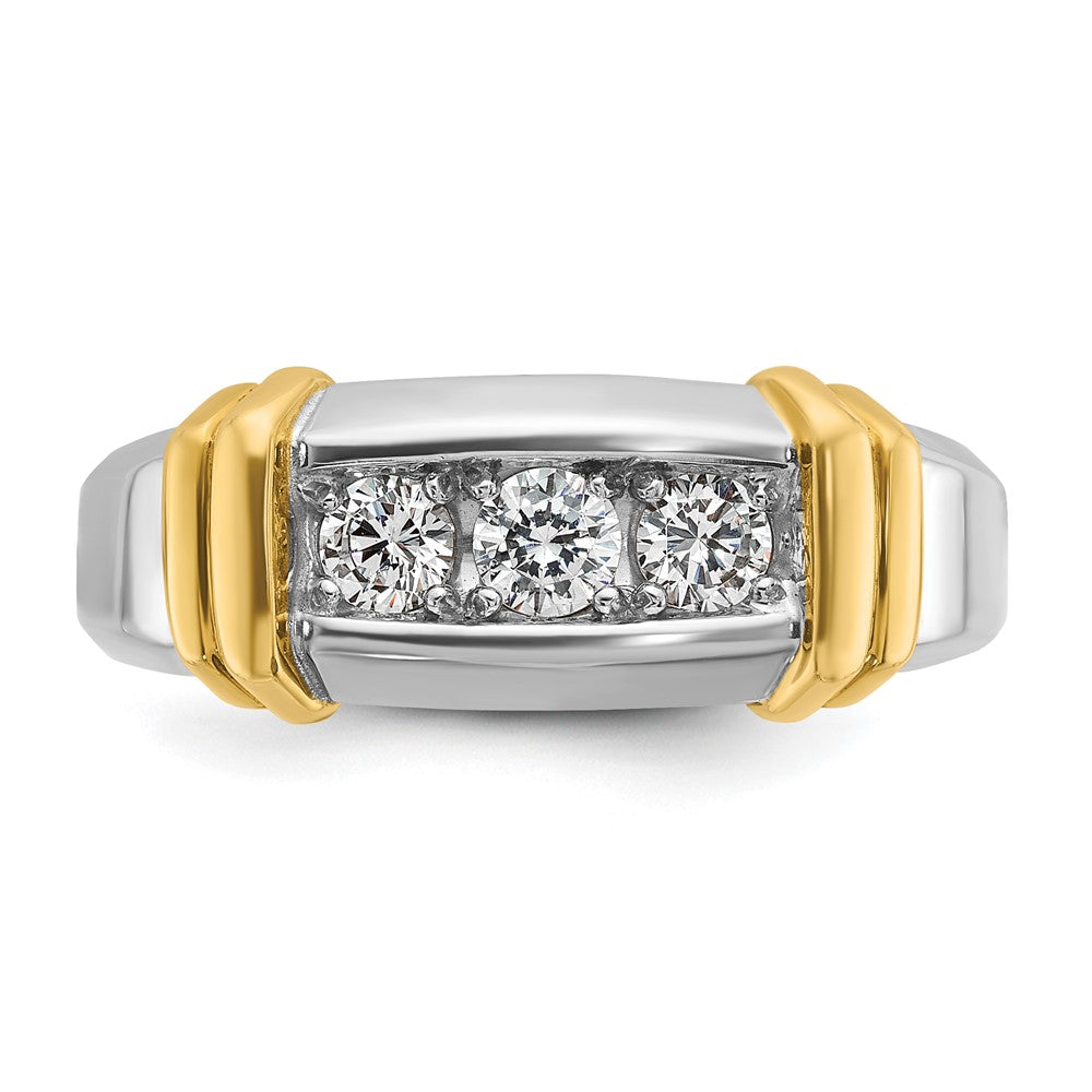 14k Two-tone IBGoodman Men's Polished 3-Stone Ring Mounting