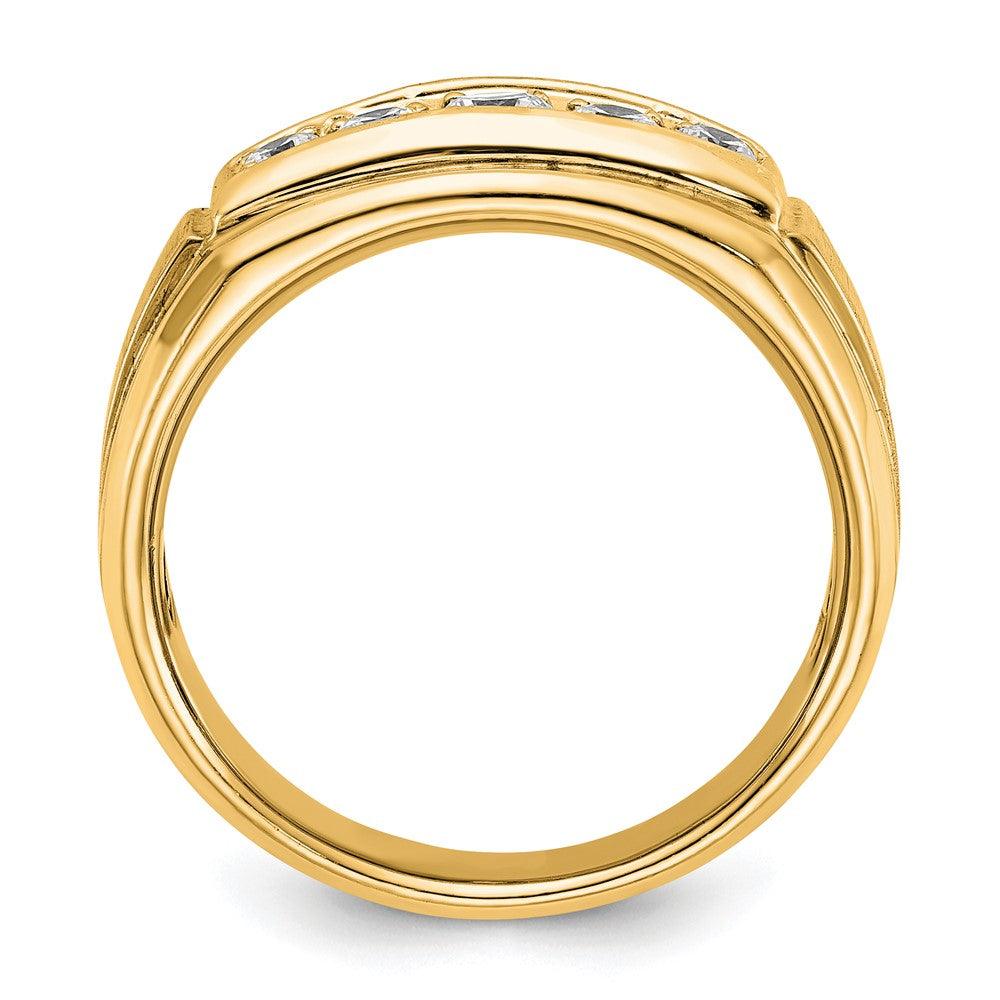 IBGoodman 14k with White Rhodium Men's Polished and Satin 5-Stone 1/2 Carat AA Quality Diamond Ring