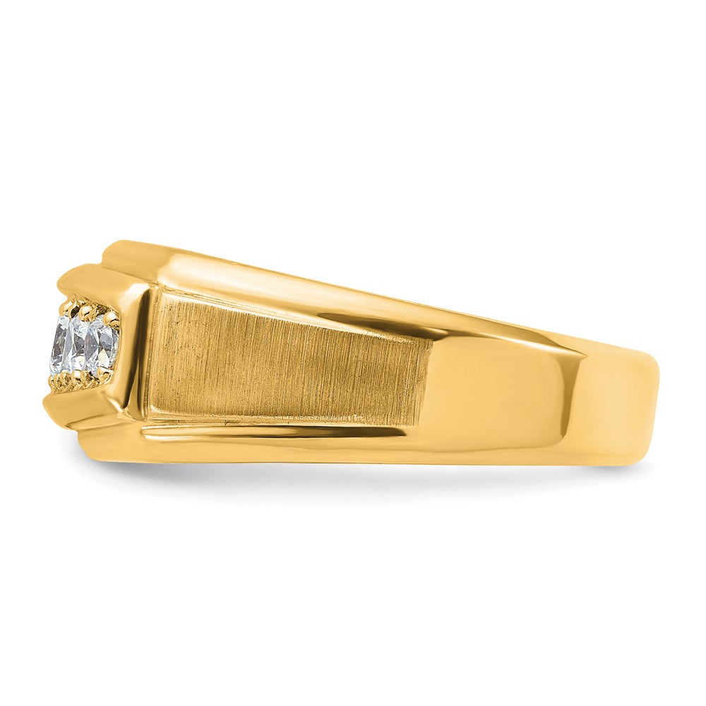 IBGoodman 14k with White Rhodium Men's Polished and Satin 5-Stone 1/2 Carat AA Quality Diamond Ring