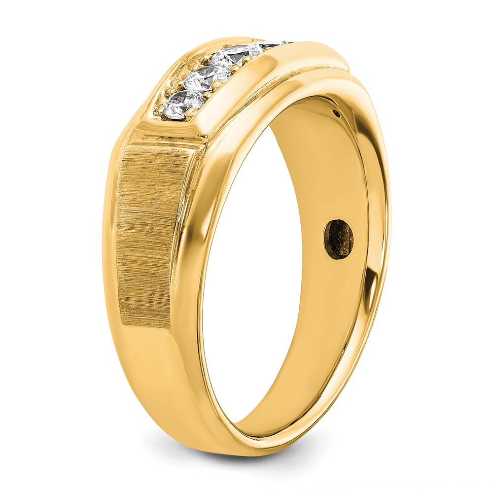 IBGoodman 14k with White Rhodium Men's Polished and Satin 5-Stone 1/2 Carat AA Quality Diamond Ring