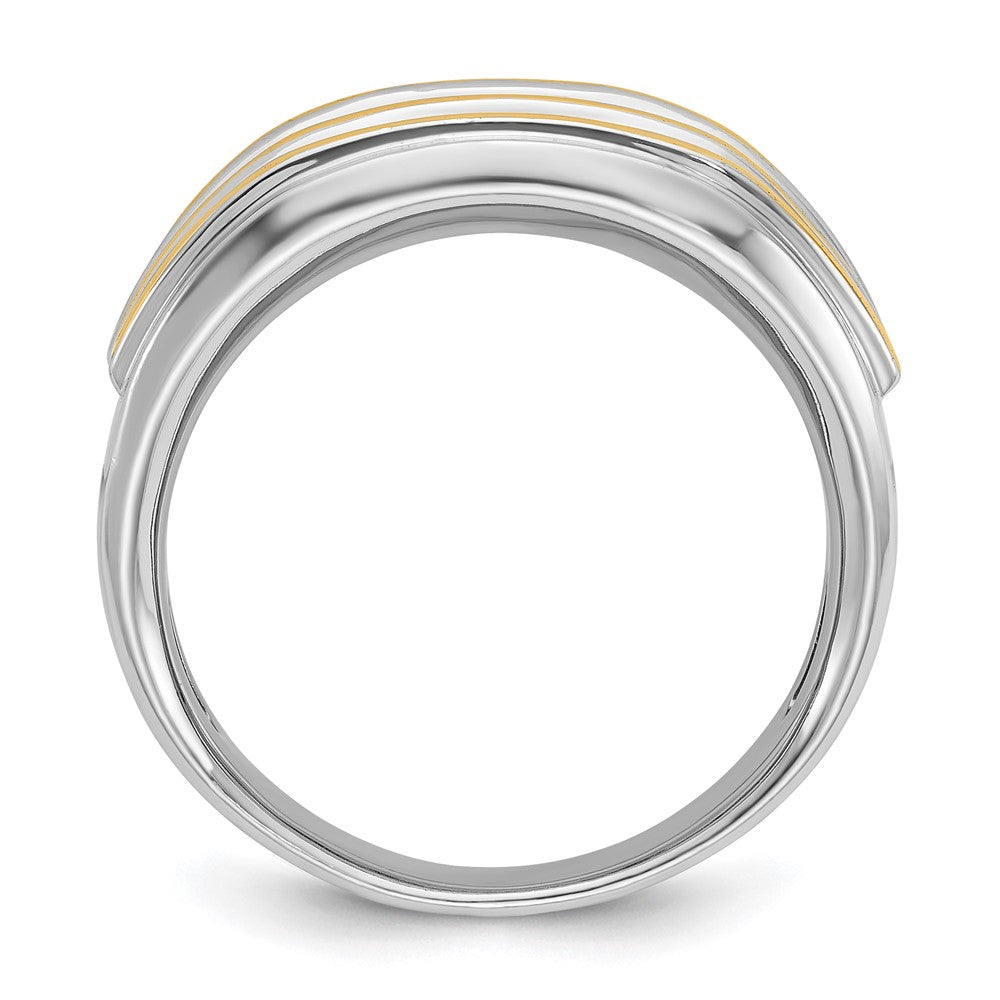 IBGoodman 14k Two-tone Men's Polished 2-Row 1/2 Carat AA Quality Diamond Ring