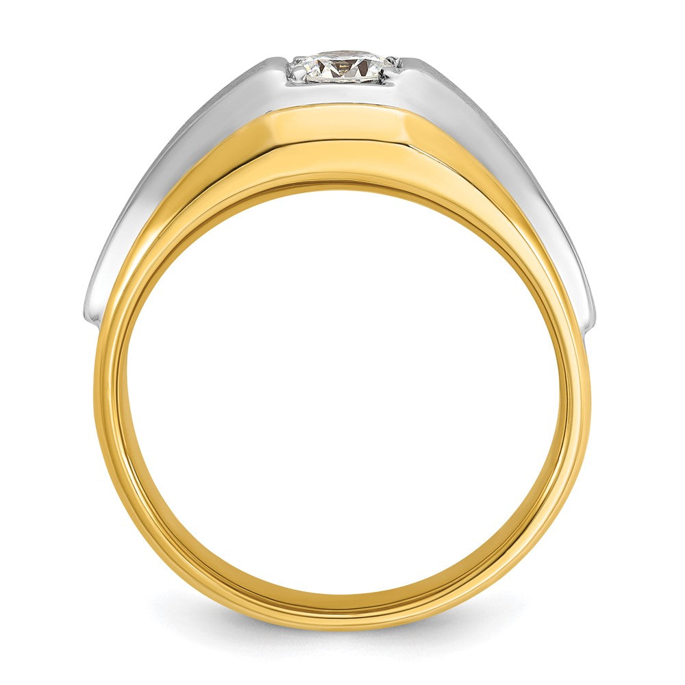 14k Two-tone IBGoodman Men's Polished and Satin 3/8 carat Diamond Complete Ring