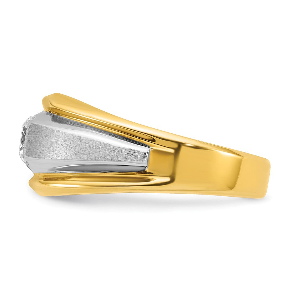 14k Two-tone IBGoodman Men's Polished and Satin 3/8 carat Diamond Complete Ring