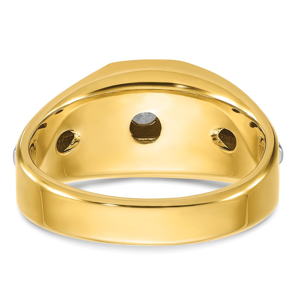 14k Two-tone IBGoodman Men's Polished and Satin 3/8 carat Diamond Complete Ring