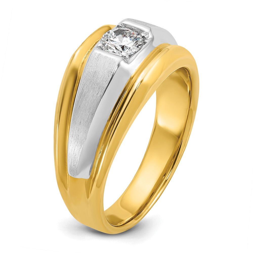 14k Two-tone IBGoodman Men's Polished and Satin 3/8 carat Diamond Complete Ring