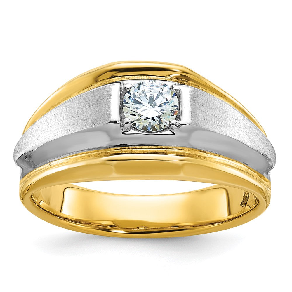 14k Two-tone IBGoodman Men's Polished and Satin 3/8 carat Diamond Complete Ring