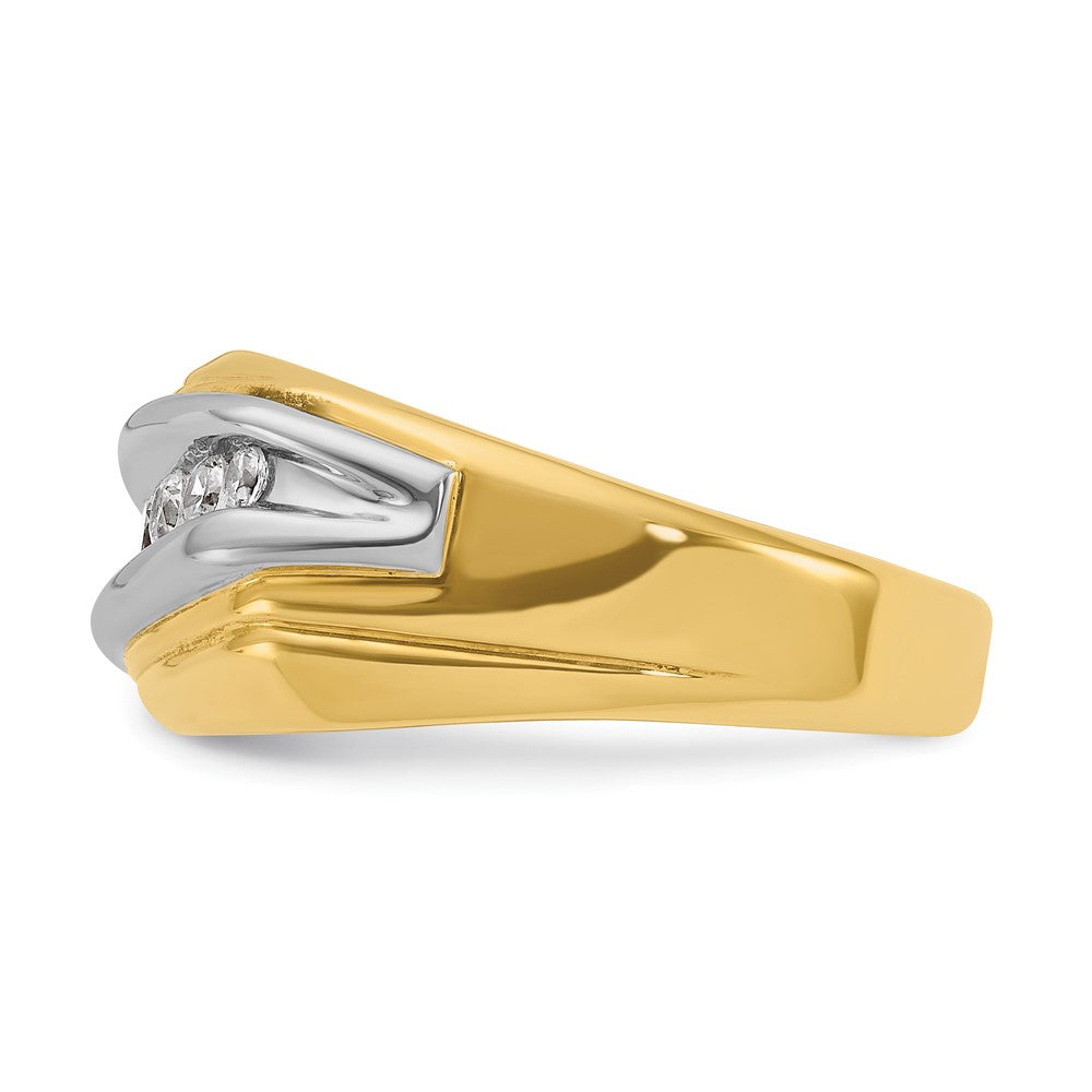 IBGoodman 14k Two-tone Men's Polished and Grooved Graduated 7-Stone Ring Mounting