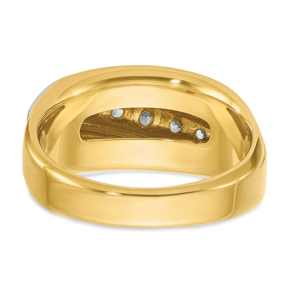 IBGoodman 14k Two-tone Men's Polished and Grooved Graduated 7-Stone Ring Mounting