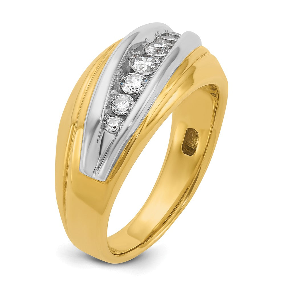 IBGoodman 14k Two-tone Men's Polished and Grooved Graduated 7-Stone Ring Mounting