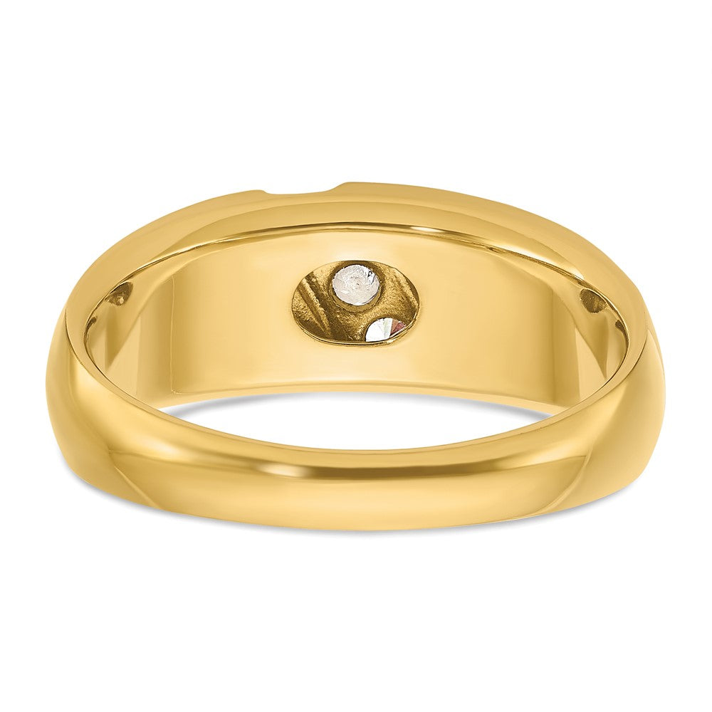 IBGoodman 14k Two-tone Men's Polished and Satin 3-Stone 1/5 Carat AA Quality Diamond Ring