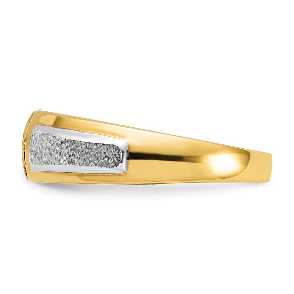 IBGoodman 14k Two-tone Polished and Satin Men's Three Stone Ring Mounting