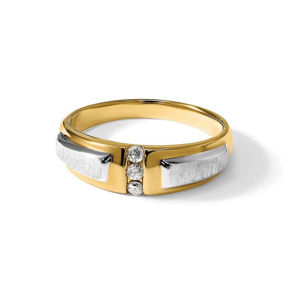 IBGoodman 14k Two-tone Polished and Satin Men's Three Stone Ring Mounting