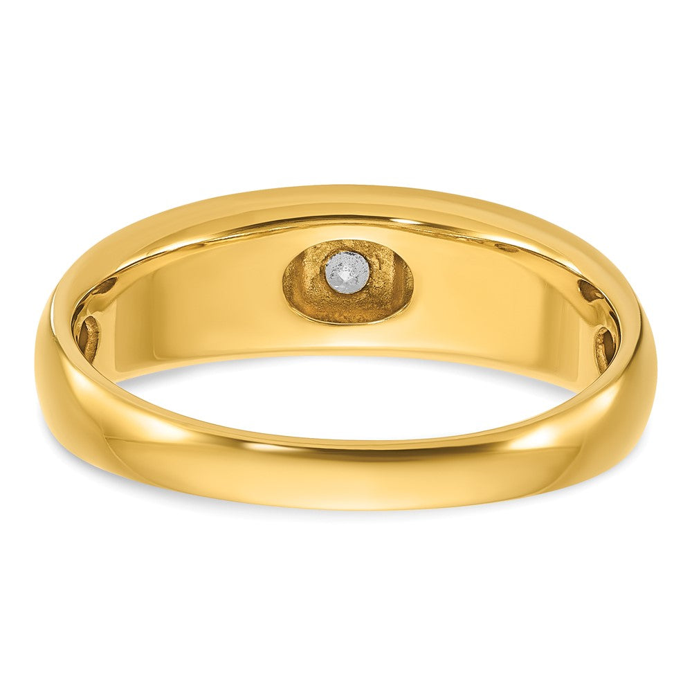 14k Two-tone IBGoodman Men's Polished and Satin 1/10 carat Diamond Complete Ring