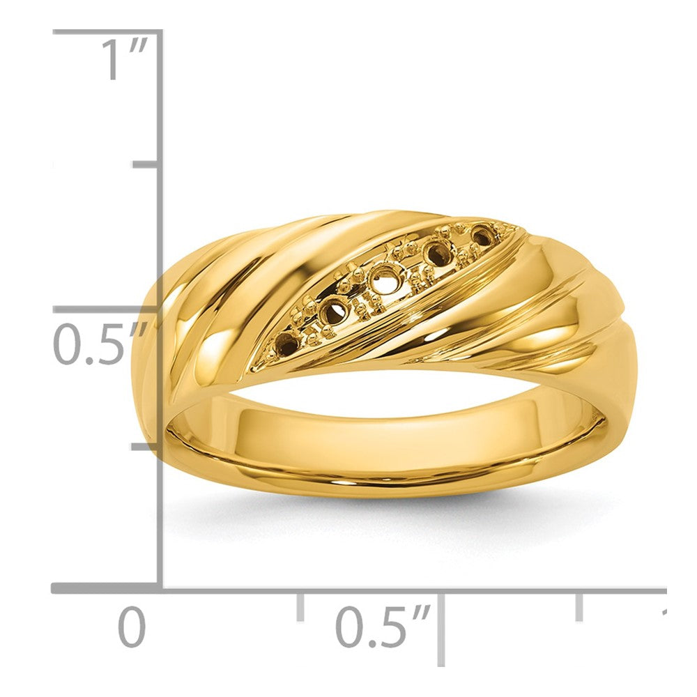 IBGoodman 14k with White Rhodium Polished and Grooved Men's Ring Mounting