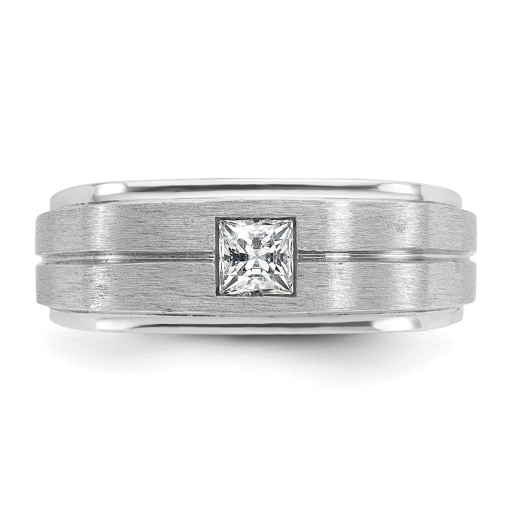 14k White Gold IBGoodman Men's Polished and Satin Diamond Ring Mounting