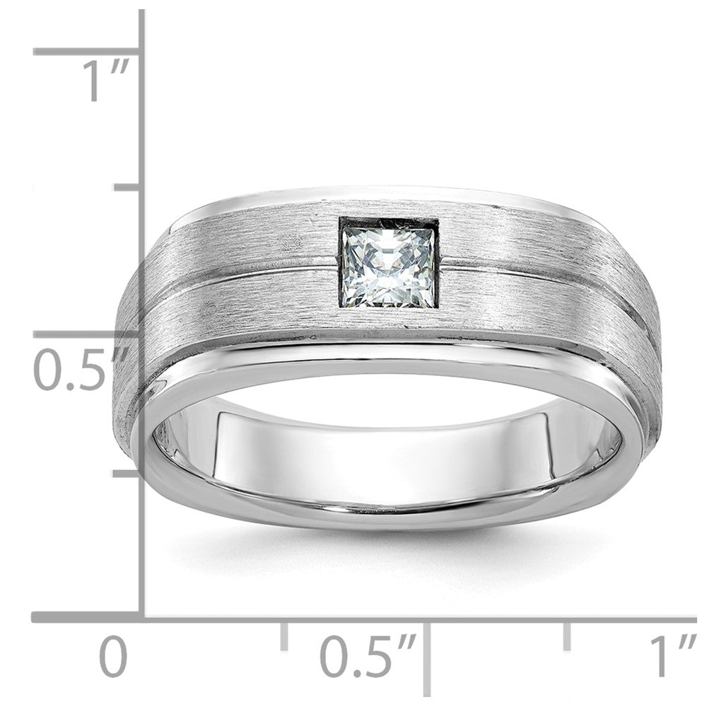 14k White Gold IBGoodman Men's Polished and Satin 3/8 carat Diamond Complete Ring