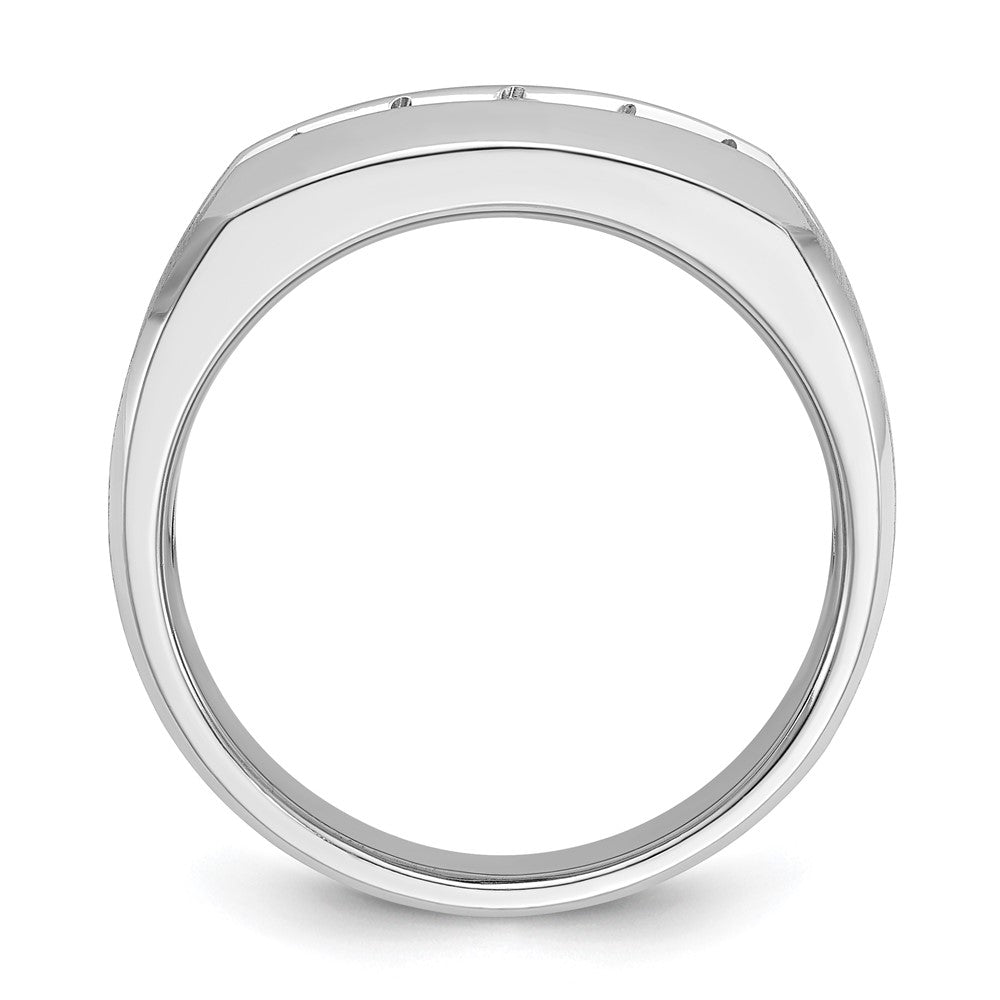 14k White Gold IBGoodman Men's Polished & Satin 5-Stone Ring Mounting