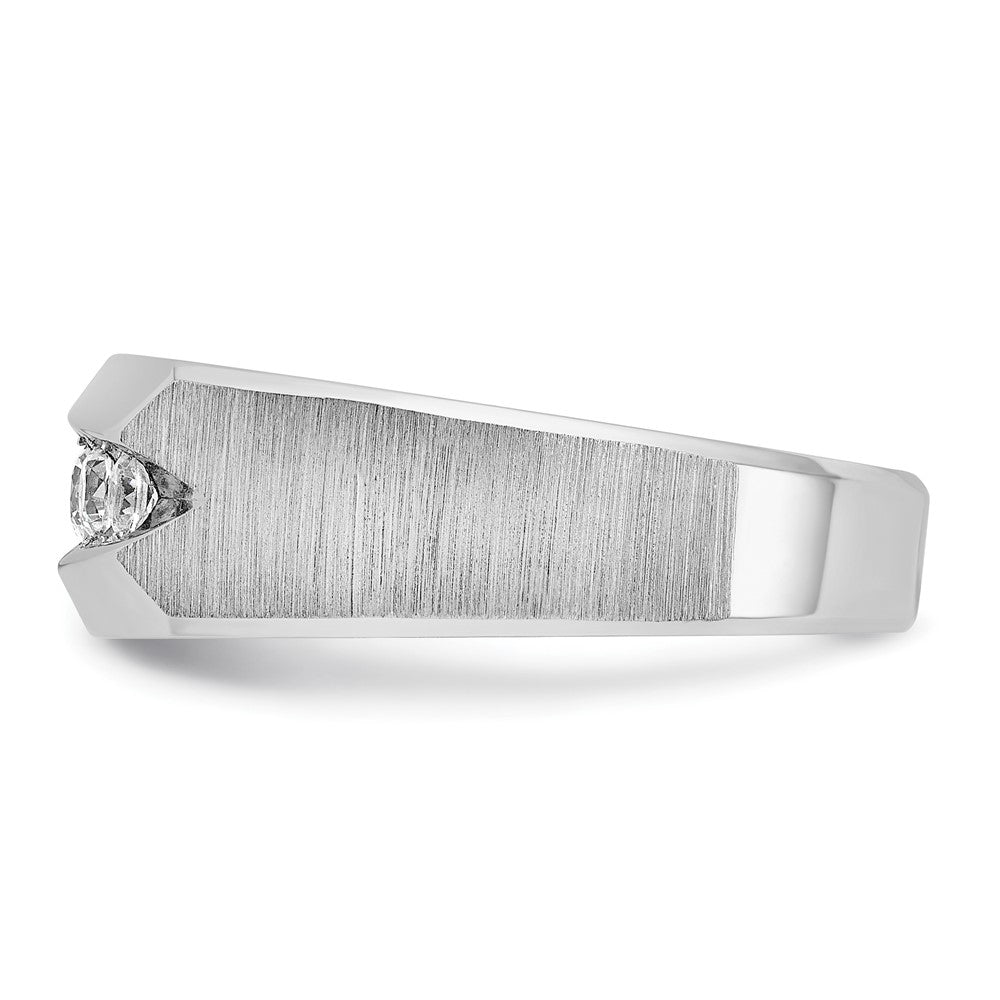 IBGoodman 14k White Gold Men's Polished and Satin 5-Stone 1/2 Carat AA Quality Diamond Ring