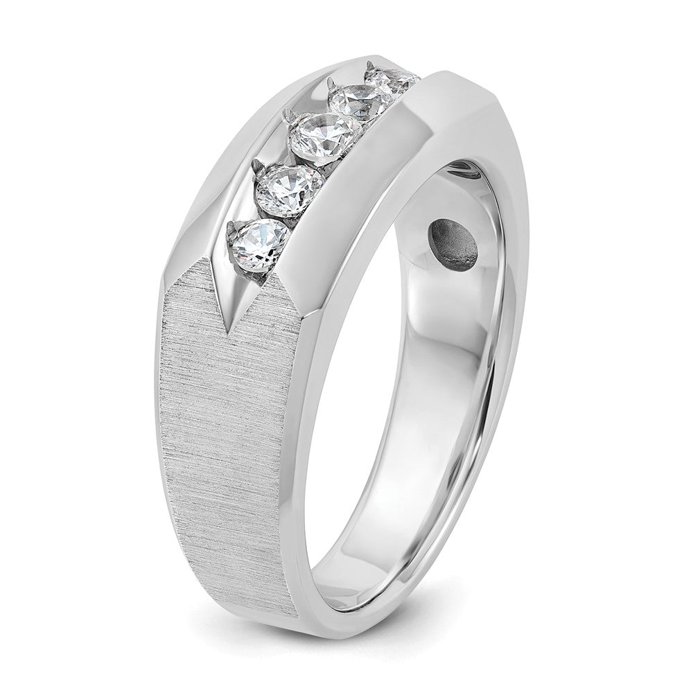 14k White Gold IBGoodman Men's Polished & Satin 5-Stone Ring Mounting