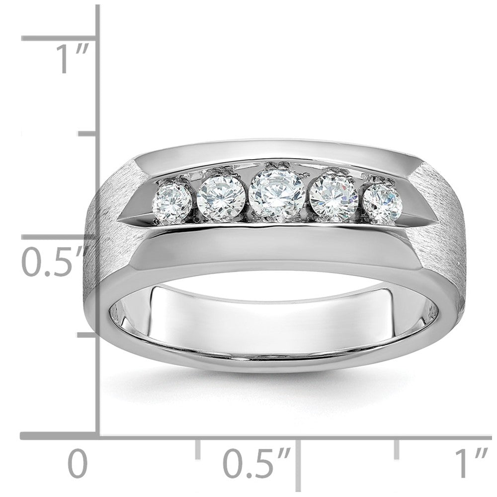 14k White Gold IBGoodman Men's Polished & Satin 5-Stone Ring Mounting