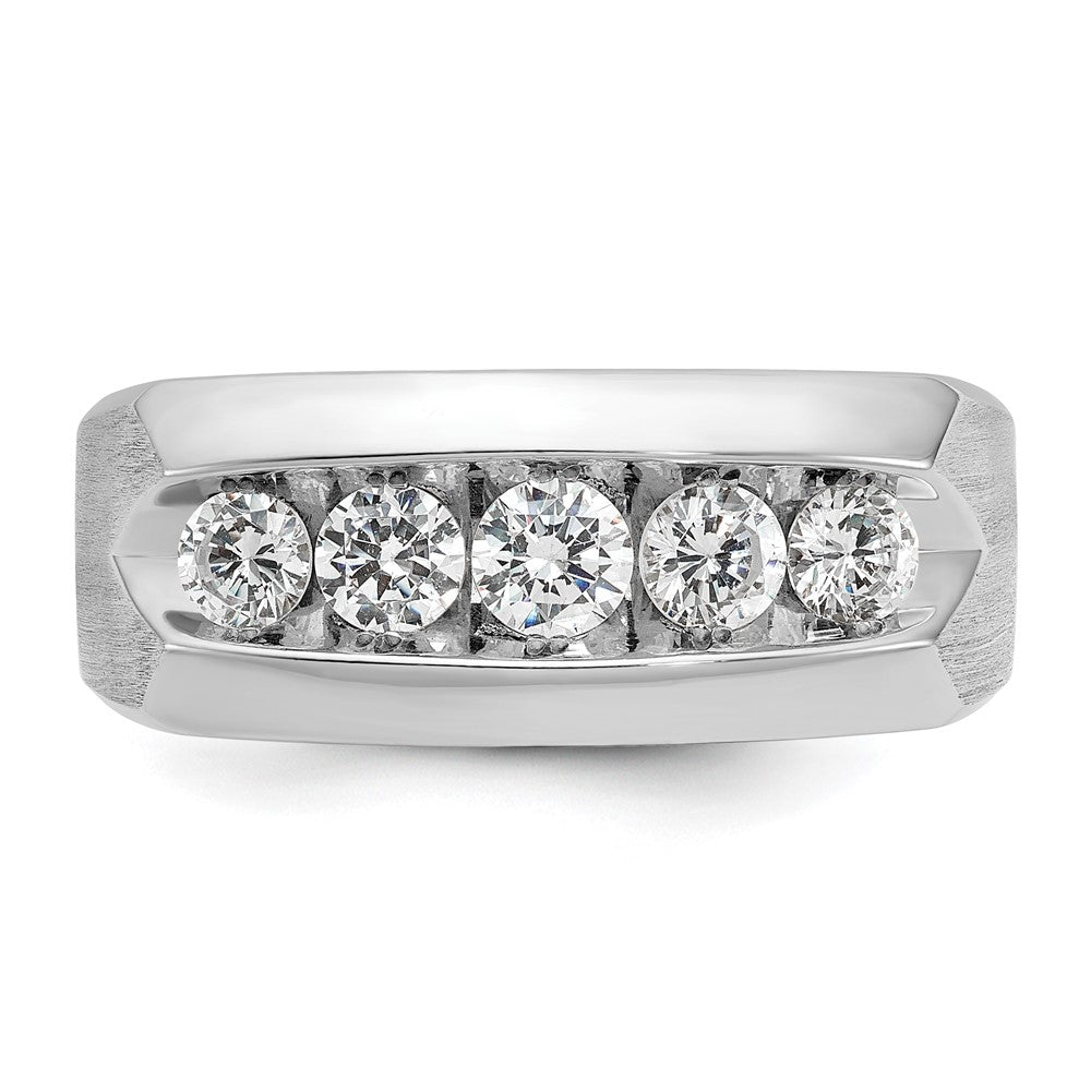 14k White Gold IBGoodman Men's Polished & Satin 5-Stone Ring Mounting