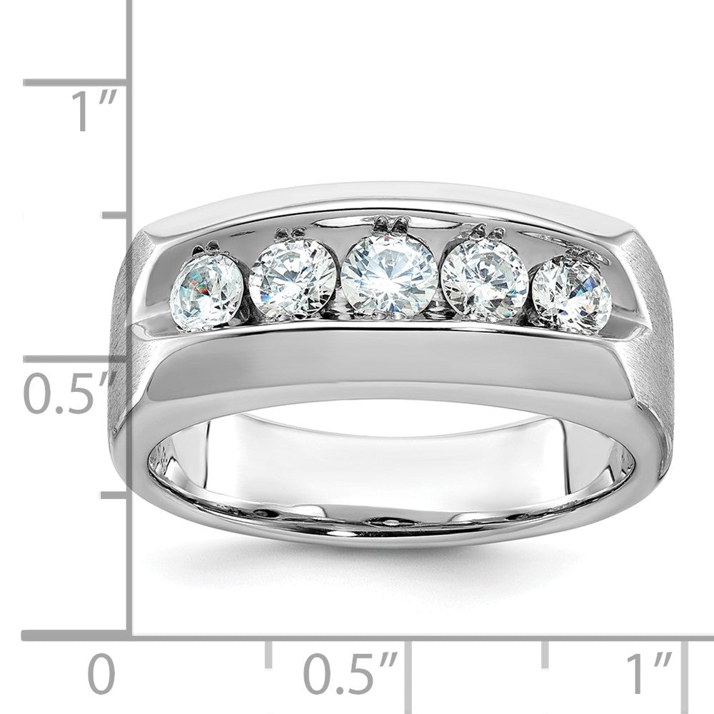 14k White Gold IBGoodman Men's Polished & Satin 5-Stone Ring Mounting