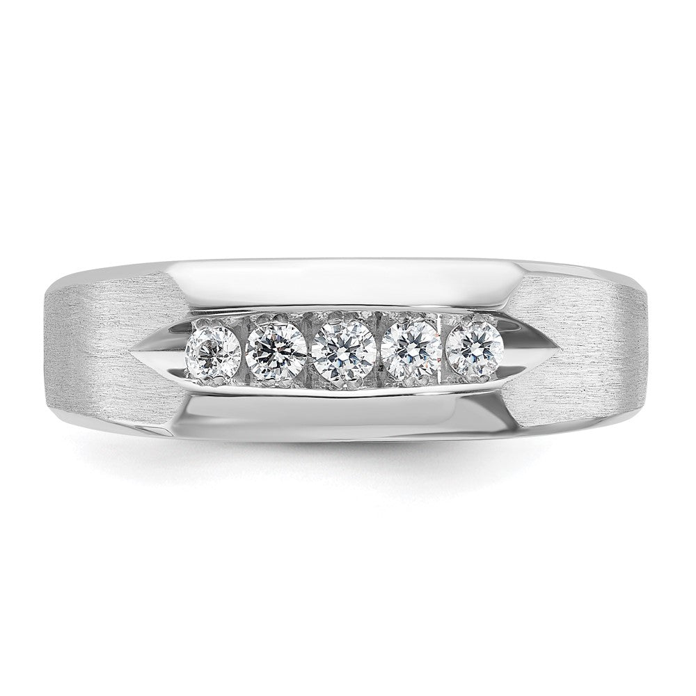 IBGoodman 14k White Gold Men's Polished and Satin 5-Stone 1/4 Carat AA Quality Diamond Ring