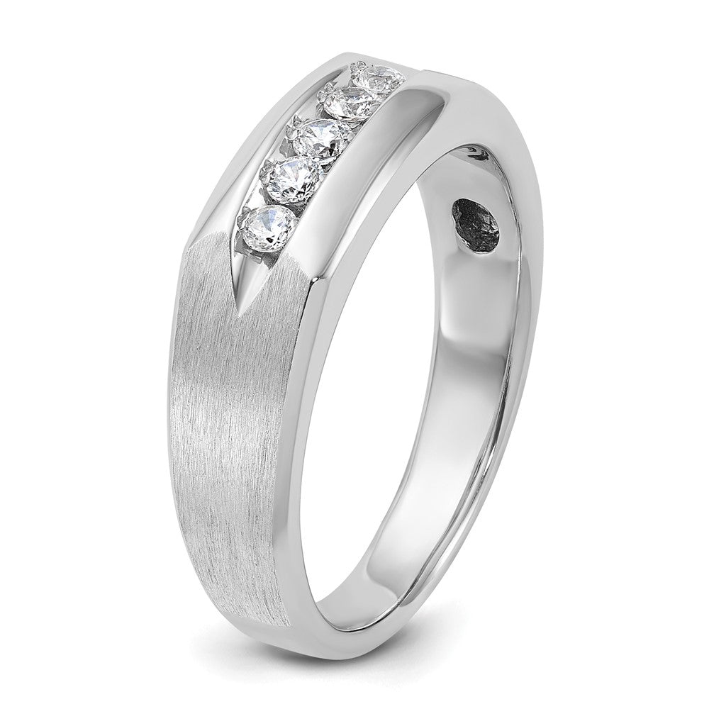 IBGoodman 14k White Gold Men's Polished and Satin 5-Stone 1/4 Carat AA Quality Diamond Ring