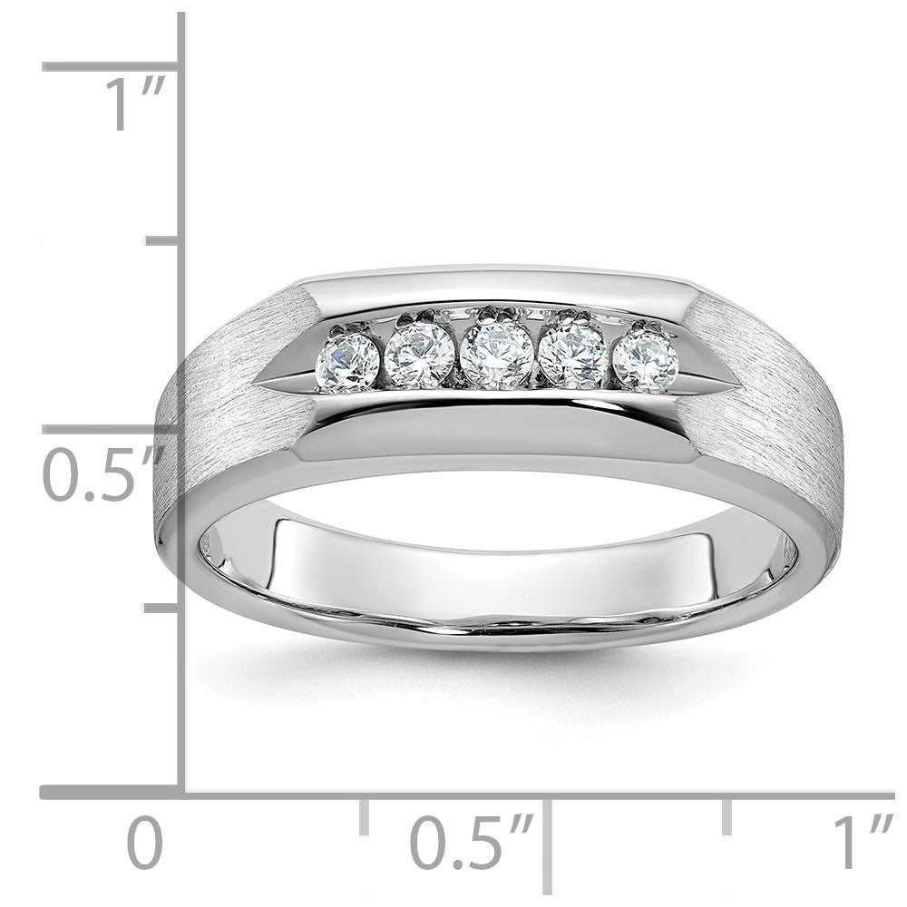 IBGoodman 14k White Gold Men's Polished and Satin 5-Stone 1/4 Carat AA Quality Diamond Ring