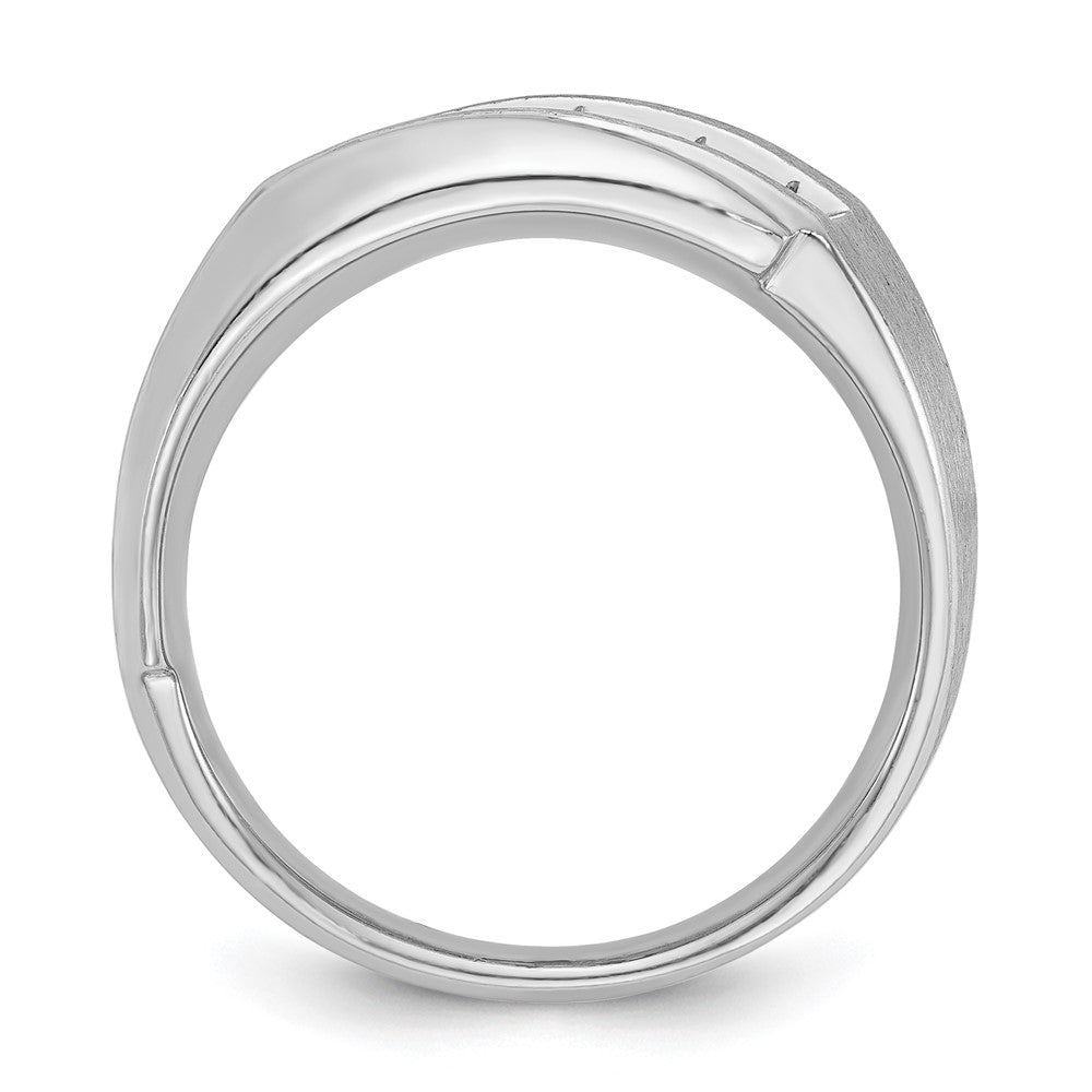 IBGoodman 14k White Gold Men's Polished and Satin 5-Stone 1/2 Carat AA Quality Diamond Ring