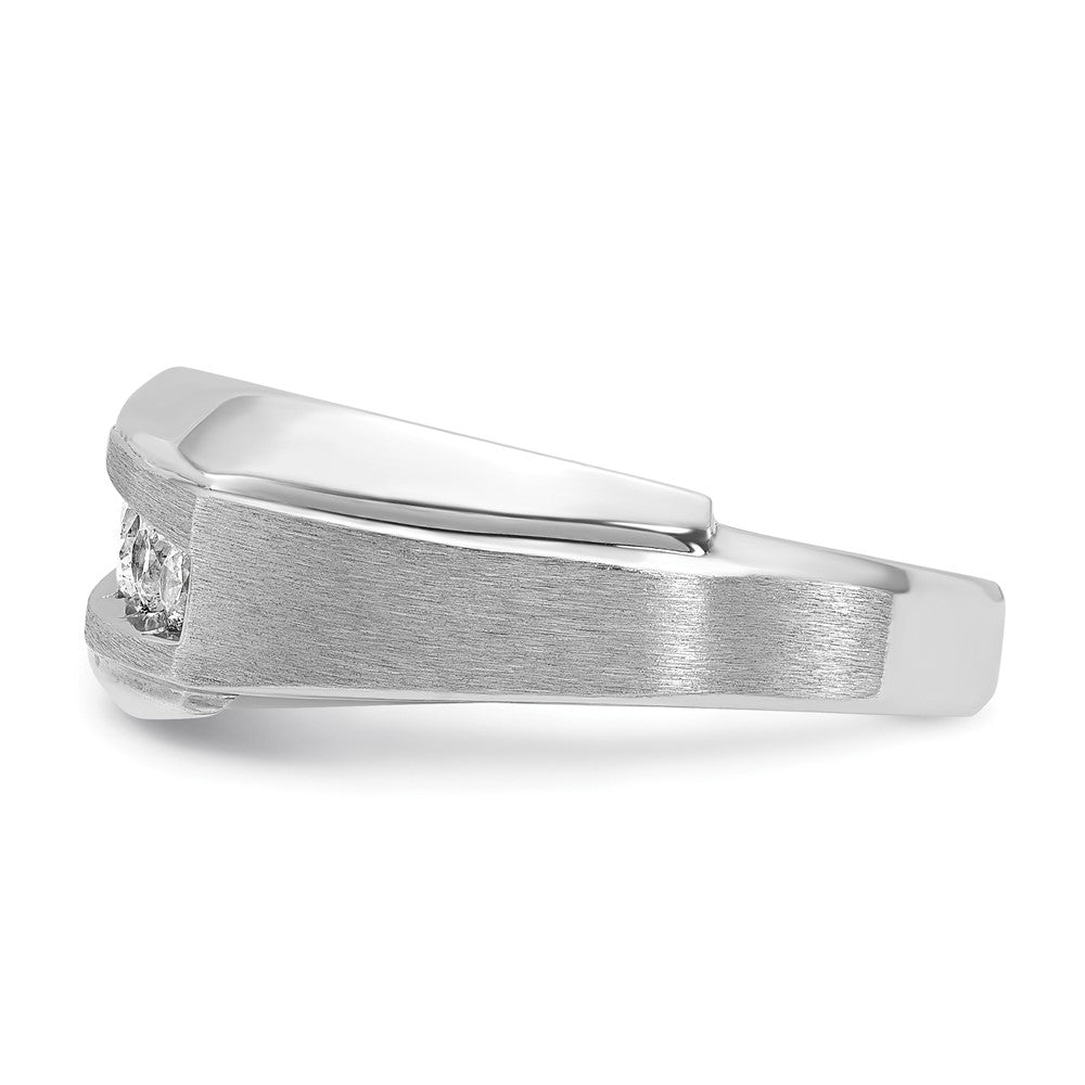 IBGoodman 14k White Gold Men's Polished and Satin 5-Stone 1/2 Carat AA Quality Diamond Ring