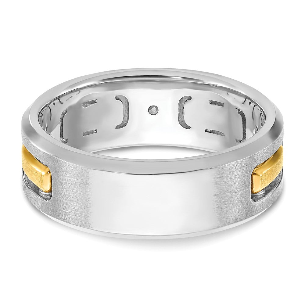 IBGoodman 14k Two-tone Men's Polished Satin and Cut-Out 3-Stone Ring Mounting