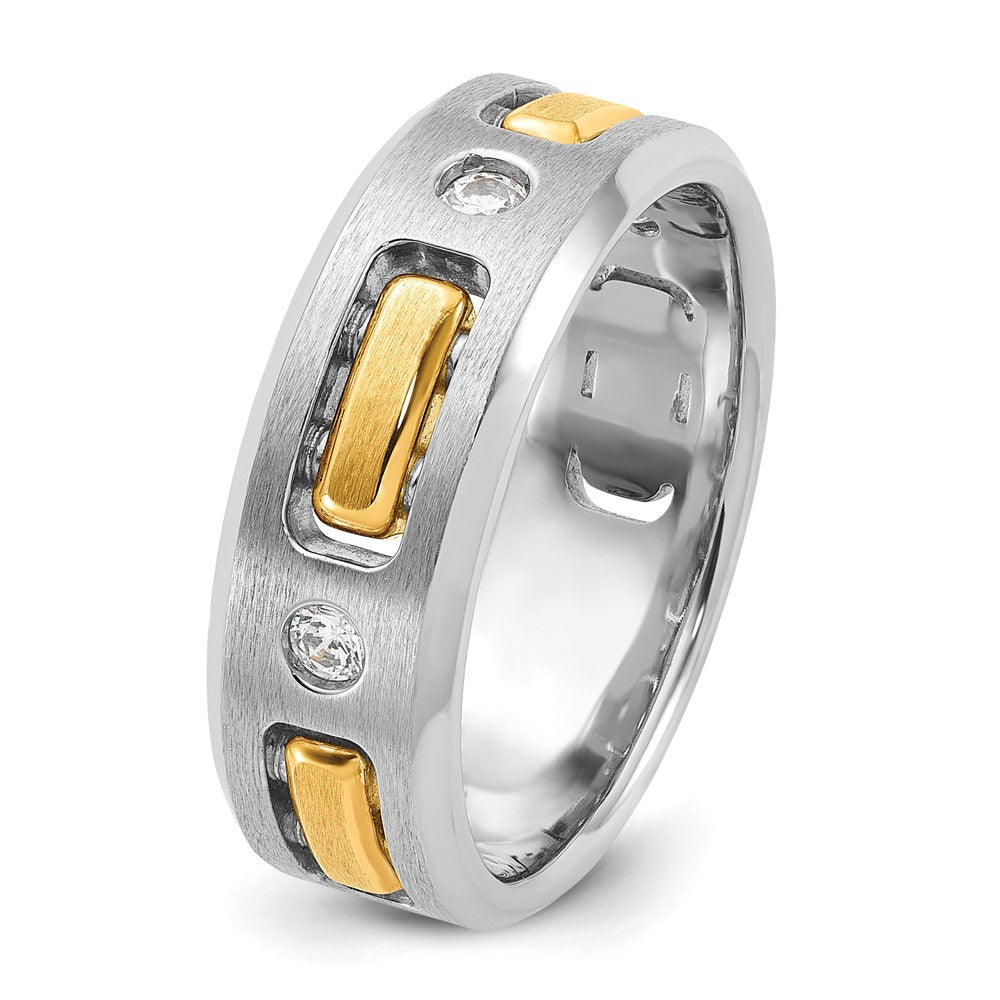 IBGoodman 14k Two-tone Men's Polished Satin and Cut-Out 3-Stone Ring Mounting