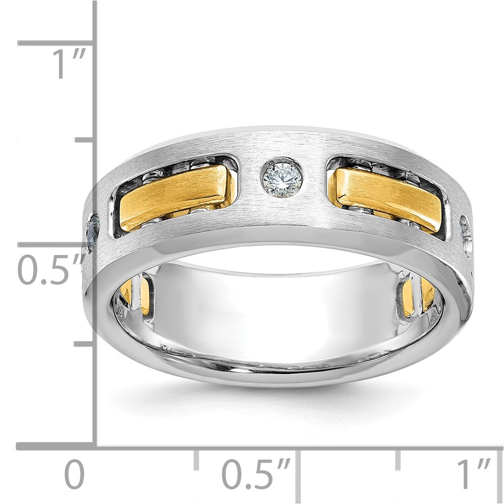 IBGoodman 14k Two-tone Men's Polished Satin and Cut-Out 3-Stone Ring Mounting