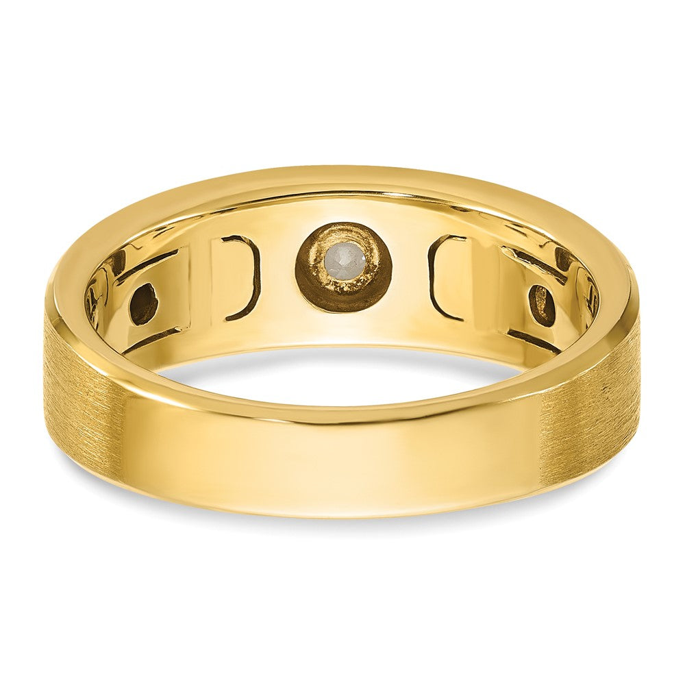 14k Two-tone IBGoodman Men's Polished and Satin 1/10 carat Diamond Complete Ring