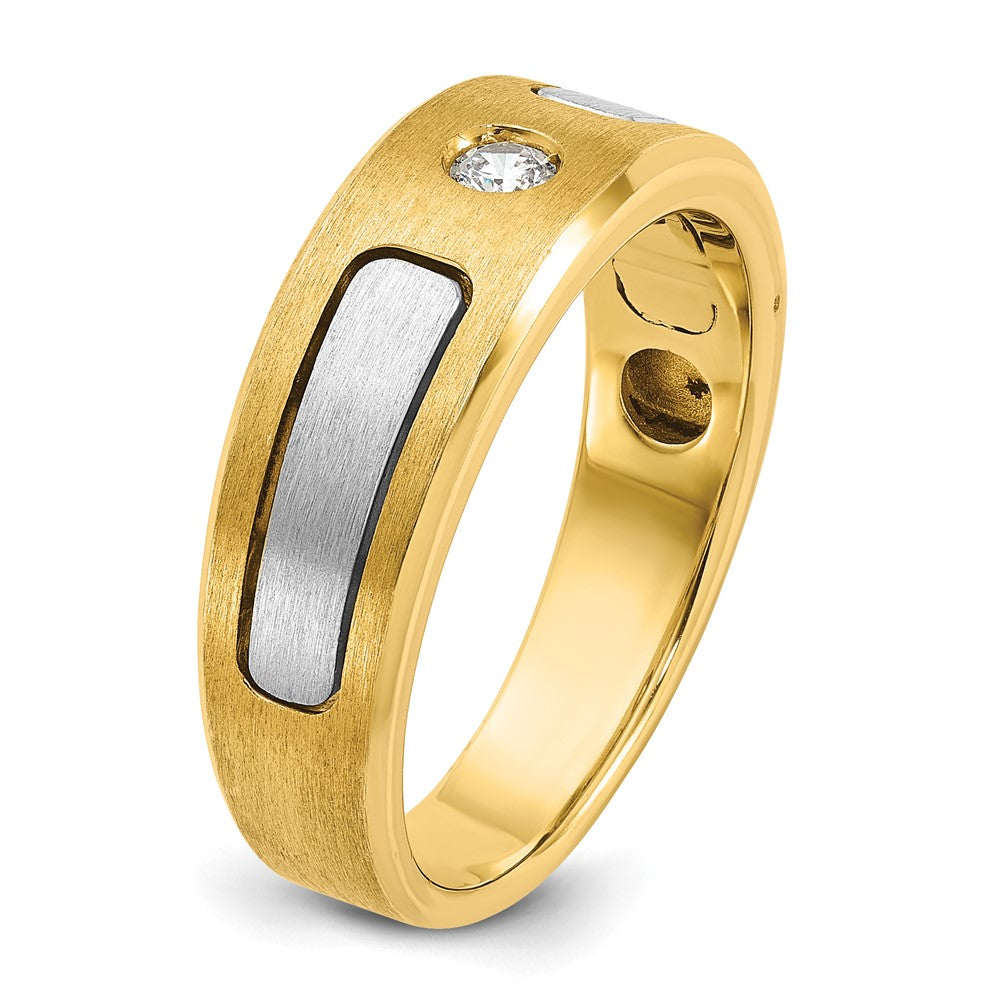 14k Two-tone IBGoodman Men's Polished and Satin Diamond Ring Mounting