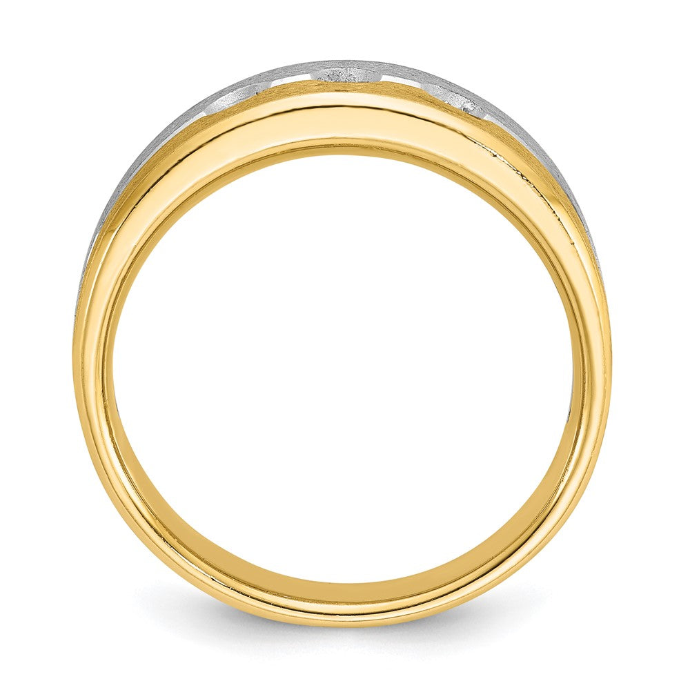 14k Two-tone IBGoodman Men's Polished and Satin 1/4 carat Diamond Complete Ring