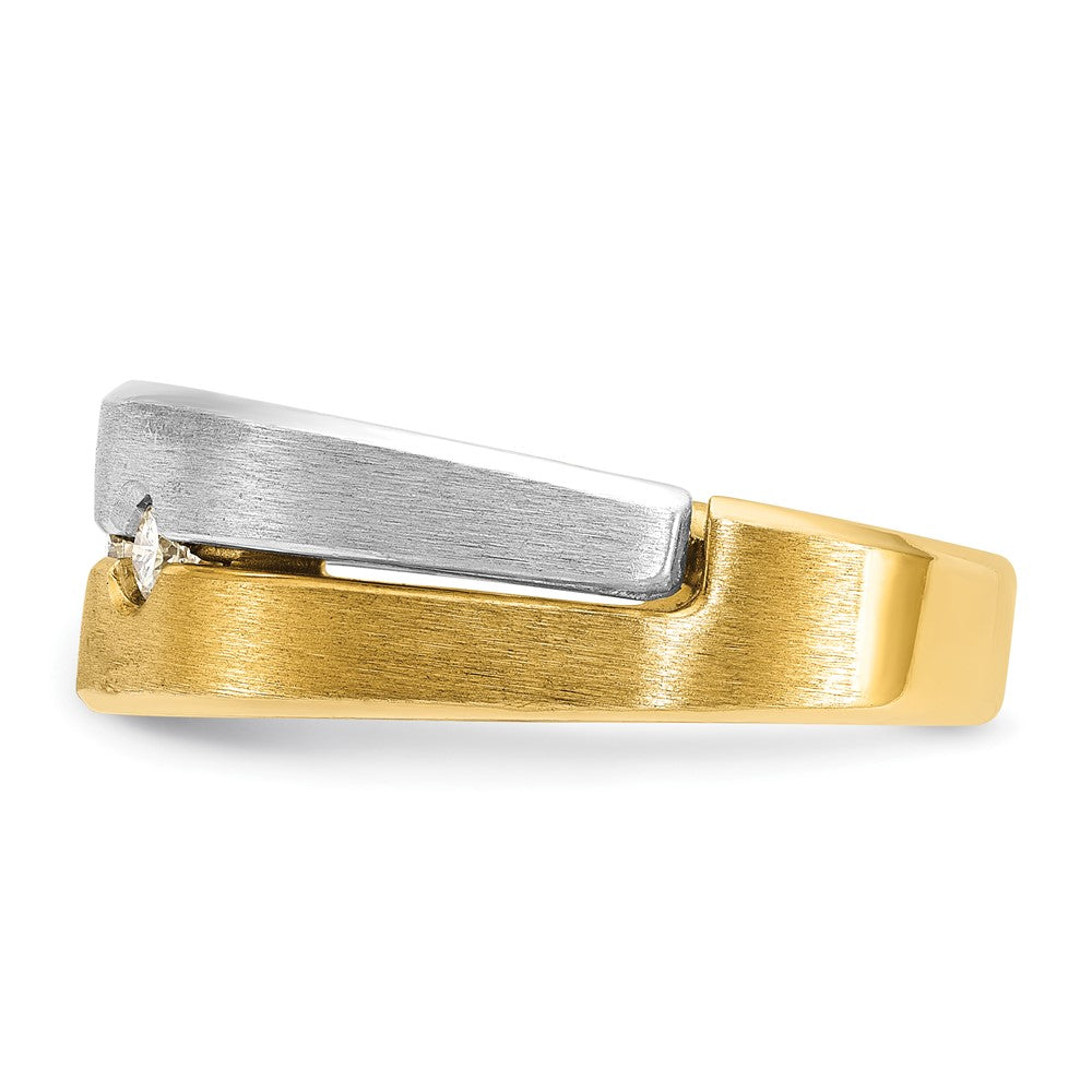 14k Two-tone IBGoodman Men's Polished and Satin 1/4 carat Diamond Complete Ring