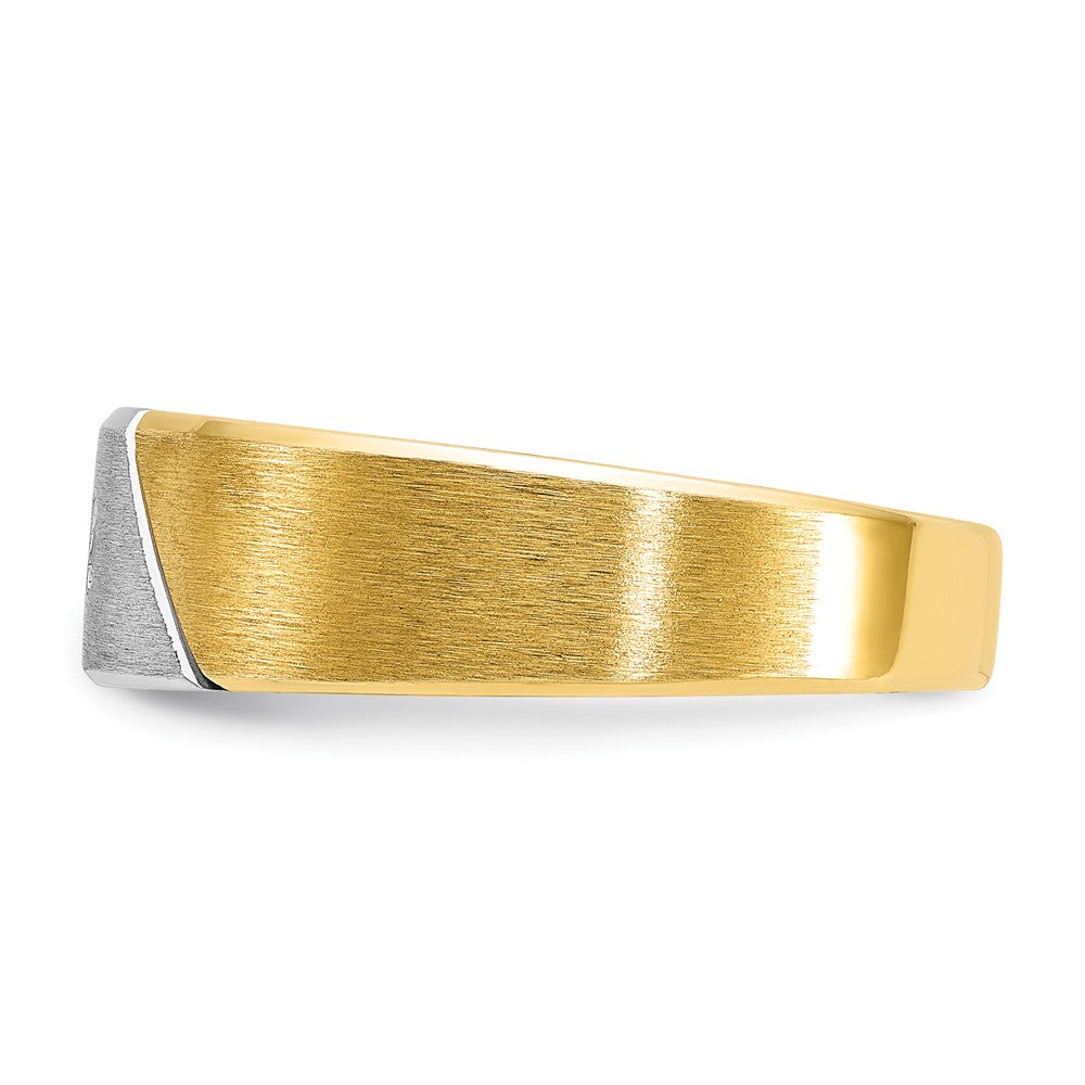 14k Two-tone IBGoodman Men's Polished and Satin 1/20 carat Diamond Complete Ring