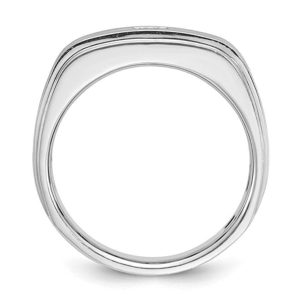 14k White Gold IBGoodman Men's Polished and Satin 1/6 carat Diamond Complete Ring