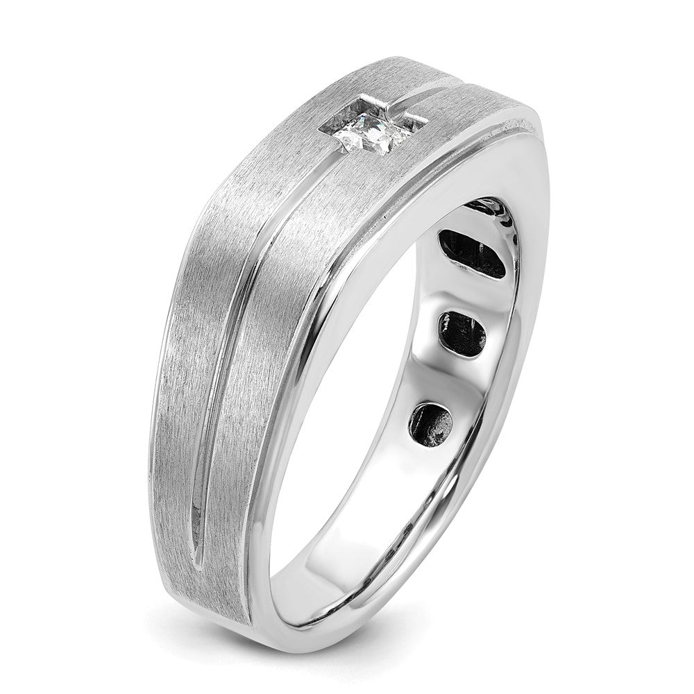 14k White Gold IBGoodman Men's Polished and Satin Diamond Ring Mounting